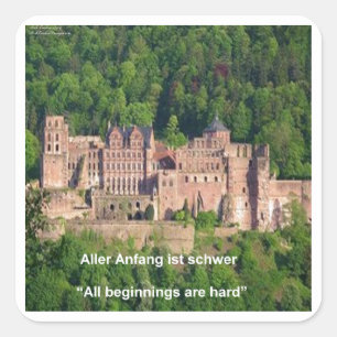 Sticker Carré Château De Heidelberg En Allemand & Allemand Dire