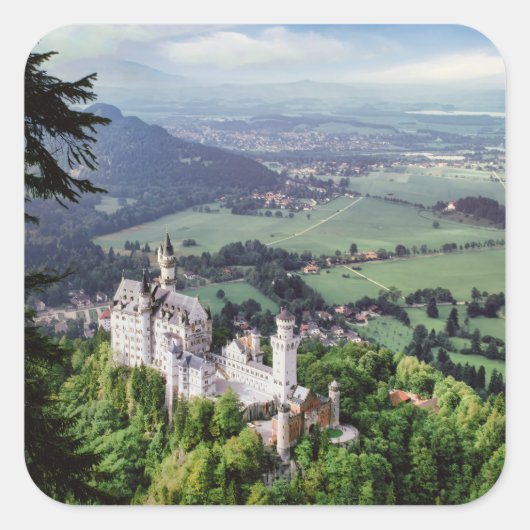 Sticker Carré Château de Neuschwanstein (Devant)