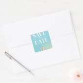 Sticker Carré Château de sable pour sauvegarde de la date (Enveloppe)