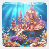 Sticker Carré Château du royaume sous-marin (Devant)