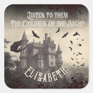 Sticker Carré Château gothique victorien Vintage Dracula Hallowe
