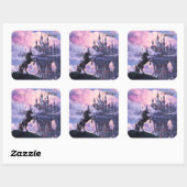 Sticker Carré Château Licorne (Feuille)