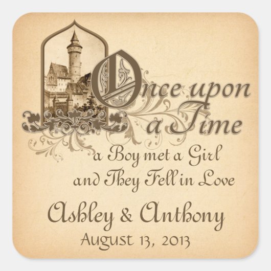Sticker Carré Château médiéval Fairytale Une Fois Sur Sceau Mari (Devant)