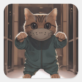 Sticker Carré ChatNibal Chaton de Halloween Mignon