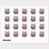 Sticker Carré chaton coloré mignon (Feuille)