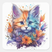 Sticker Carré chaton coloré mignon (Devant)