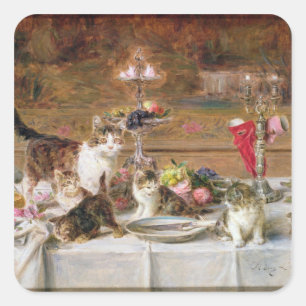Sticker Carré Chatons à un banquet, 19ème siècle