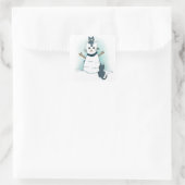 Sticker Carré Chatons de Noël Chat de neige hiver (Sac)