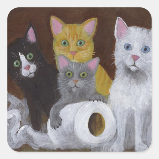 Sticker Carré Chatons Joueurs (Devant)