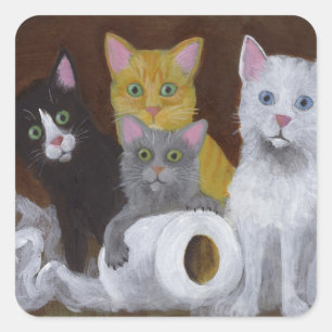 Sticker Carré Chatons Joueurs