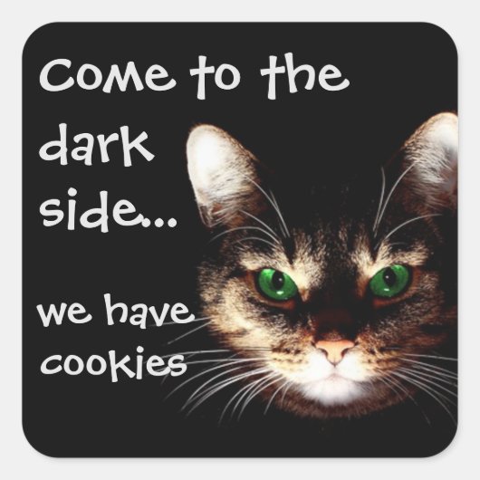Sticker Carré Chats Badass - "Dark Side has Cookies" (Devant)