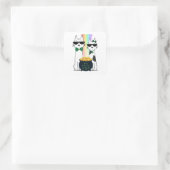 Sticker Carré Chats cools avec pot d'or (Sac)