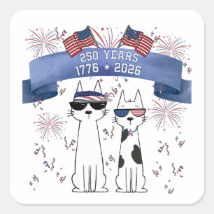 Sticker Carré Chats cools du 250e anniversaire