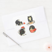 Sticker Carré Chats de Noël mignons et amusants (Enveloppe)