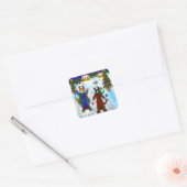 Sticker Carré Chats de patinage sur glace de Noël V2 (Enveloppe)