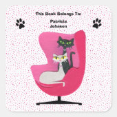 Sticker Carré Chats du milieu du siècle Pink Chaise Empreintes d (Devant)