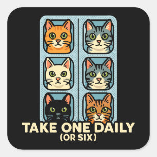 Sticker Carré Chats En Blister Pack Medicine Pour Le Bonheur