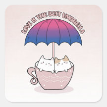 Chats en Mug sous parapluie aux couleurs bisexuell