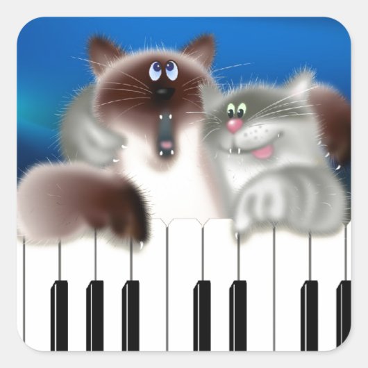 Sticker Carré Chats en piano (Devant)