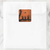 Sticker Carré Chats et lune noirs d'Halloween (Sac)