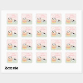 Sticker Carré Chats gourmets (Feuille)