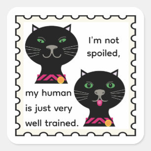 Sticker Carré Chats noirs domestiques timbre art