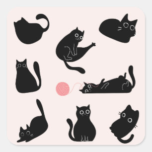 Sticker Carré Chats noirs idiots