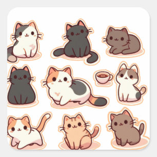 Sticker Carré Chats parmi les chats