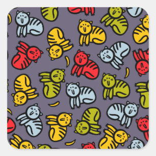 Sticker Carré Chats plus bananes