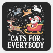 Sticker Carré Chats pour tout le monde Noël Chat Funny Noël Père (Devant)