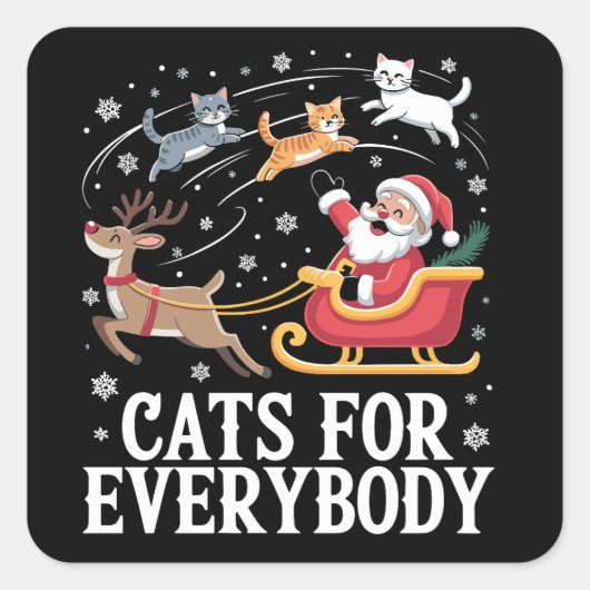 Sticker Carré Chats pour tout le monde Noël Chat Funny Noël Père (Devant)