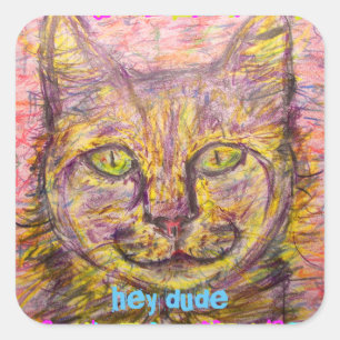 Sticker Carré chatte ensoleillé, mec