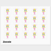 Sticker Carré chatte rose (Feuille)