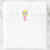 Sticker Carré chatte rose (Sac)