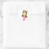 Sticker Carré chatte rose (Sac)