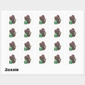 Sticker Carré Chatte Sorcière Mignonne Préparant une Potion – Ka (Feuille)