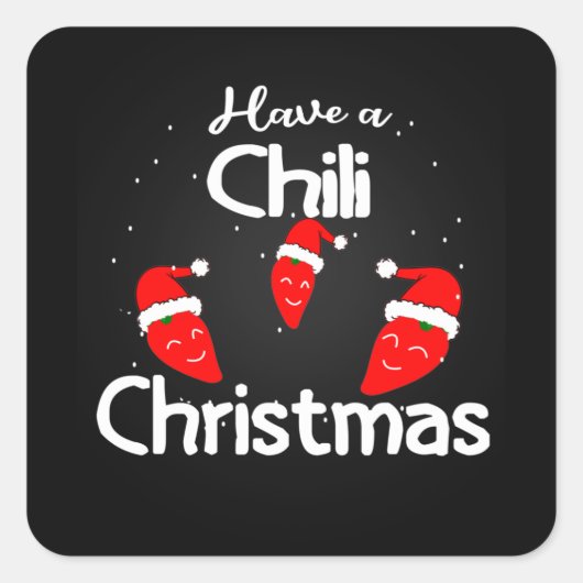 Sticker Carré Chaud Chili Pepper Design de Noël, Unisex (Devant)