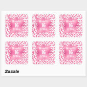 Sticker Carré Chaud Pink Leopard Sweet 16 Anniversaire (Feuille)