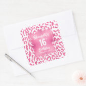 Sticker Carré Chaud Pink Leopard Sweet 16 Anniversaire (Enveloppe)