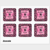 Sticker Carré Chaud Pink Leopard Sweet 16 Anniversaire (Feuille)