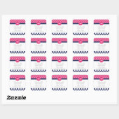Sticker Carré Chaud rose et marine Chevron Zigzag Pois Monogramm (Feuille)