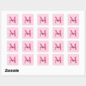 Sticker Carré Chaud rose moderne Script Girl Monogramme Nom (Feuille)