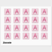 Sticker Carré Chaud rose moderne Script Girl Monogramme Nom (Feuille)