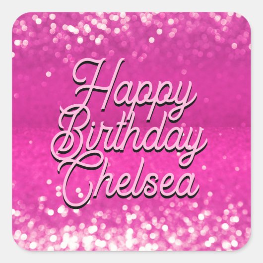 Sticker Carré Chaud Rose Parties scintillant Bokee Texte personn (Devant)