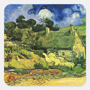Sticker Carré Chaumières, Cordeville par Vincent van Gogh