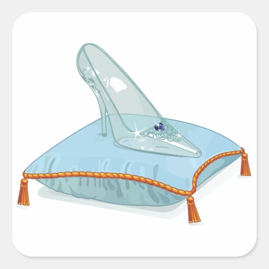 Sticker Carré Chaussure En Verre Sur Un Coussin (Devant)