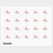 Sticker Carré Chaussure rose et seau (Feuille)