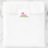 Sticker Carré Chaussure rose et seau (Sac)