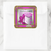 Sticker Carré Chaussures à talon d'or rose chaud Champagne (Sac)