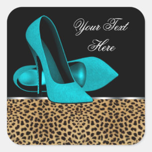 Sticker Carré Chaussures à talons hauts bleu sarcelle Autocollan